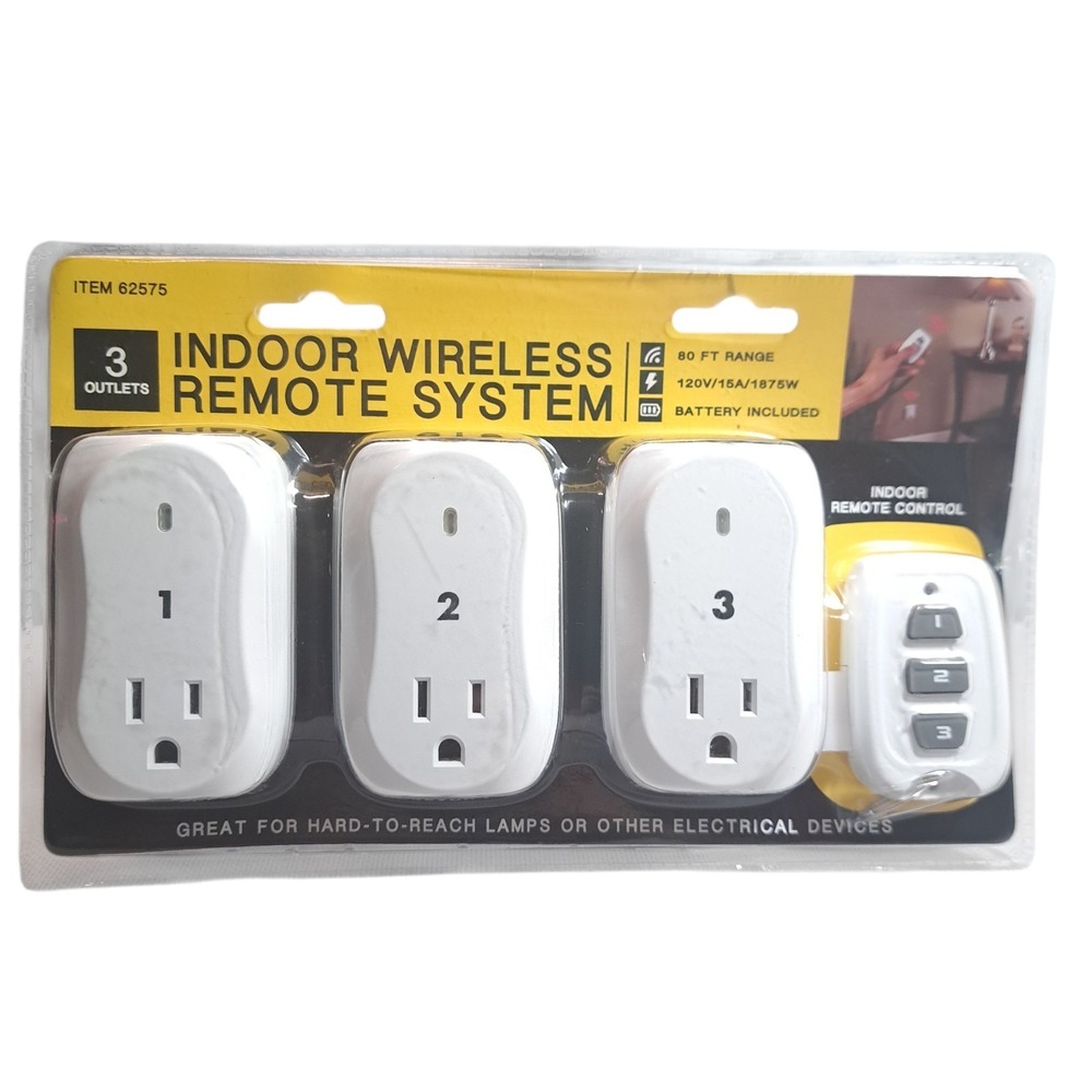 Indoor Wireless Remote System 3 Outlets Plus Indoor Remote Control SEALED